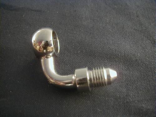 90 BANJO ADAPTER STAINLESS STEEL<br/>3/8 x 24, HOLE SIZE 7/16", 11.2mm  