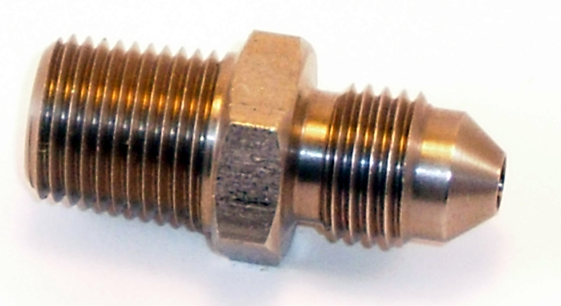 ADAPTER STAINLESS STEEL, 1/8 NPT, JIC 3/8<br/>OUTER CONE, BRAKE/OIL LINE ADP  