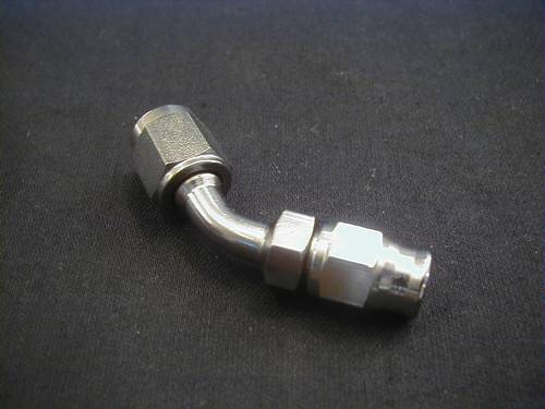 HOSE FITTING 45 TUBE FEMALE<br/>CHROME JIC, 3/8-24 UNF  