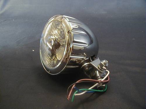 3-1/2 CNC HEADLIGHT COMPLETE<br/>H4,12V-60/55W,(90mm)B/M,CHROME  