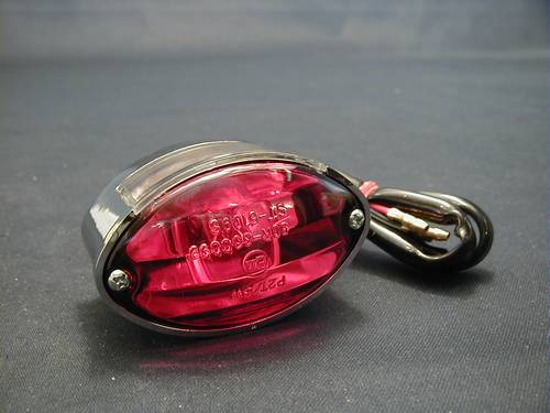 MINI CAT-EYE TAILLIGHT ONLY<br/>CHROME, 65mm WITH E-MARK  