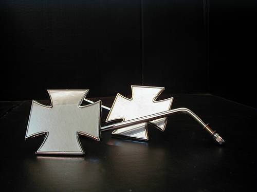 MALTESE MIRROR DIE-CAST<br/>CHROME, PAIR, MALTESERKREUZ  