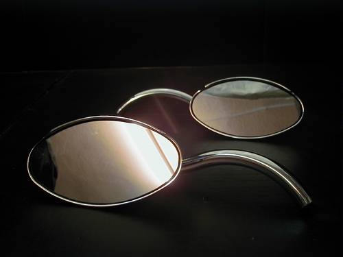 OVAL MIRROR DIE-CAST, CHROME<br/>FITS HARLEY DAVIDSON, PAIR  