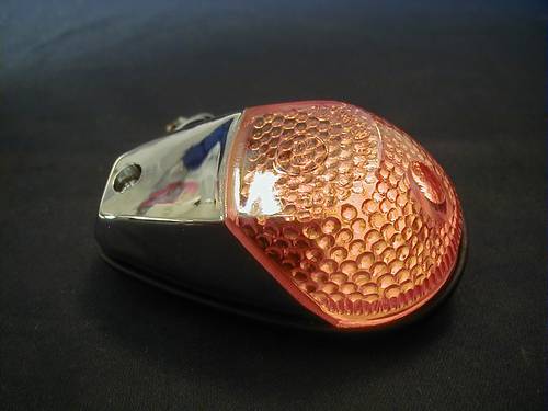 MINI FAIRING T/S LIGHT WITH<br/>AMBER HALF LENS, CHROME, PAIR, E-MARK  