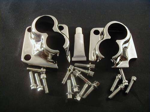 CHROME TAPPET BLOCK COVER SET<br/>SHOVELHEAD 1966-1984  