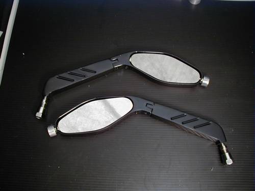 ALUMINIUM OVAL MIRROR CNC<br/>BLACK, WITH ADJUSTER, PAIR  