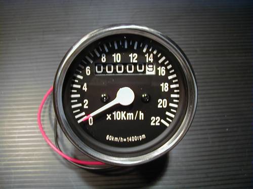 MINI SPEEDO WITH TRIPMETER 1:1<br/>0-220 KM/H BLACK FACE  