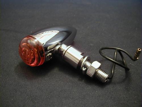 MICRO BULLET MARKER LIGHT, WITH LONG ARM<br/>WITH E-MARK, PLAIN - CHROME, PAIR  