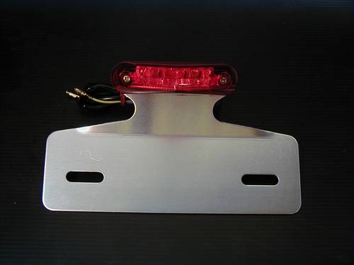 LED FLAT TAILLIGHT WITH PLATE<br/>WITH ECE, RED LENS, CHROME  
